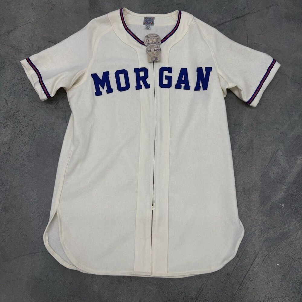 Vintage Morgan State Mens Ebbets Field Flannels Zip Up Wool Jersey Small NWT